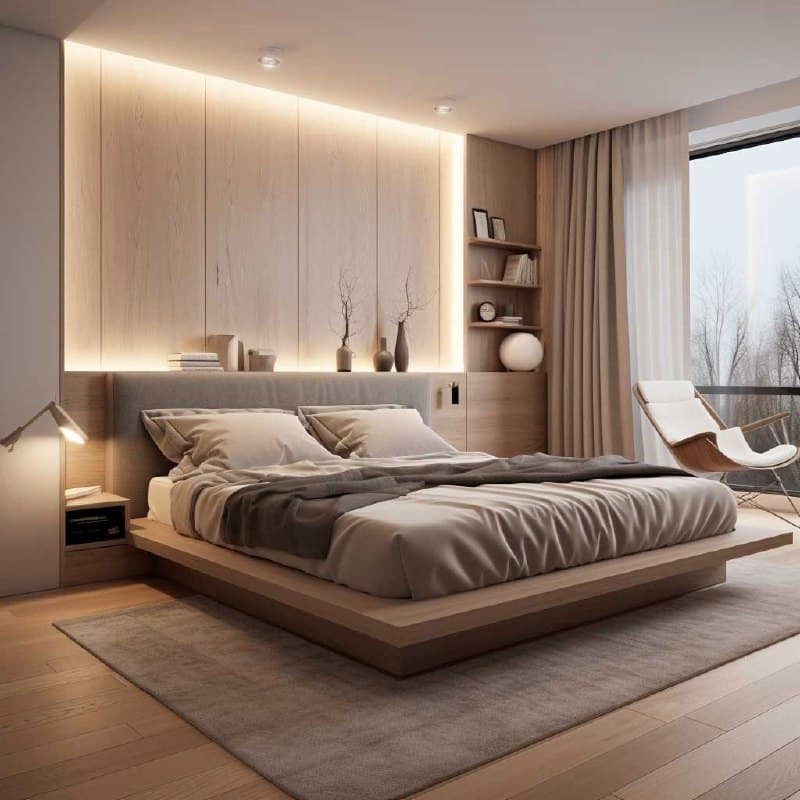Phòng khách & bếp liền mạch, nội thất gỗ