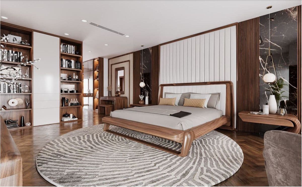 Mẫu nội thất phòng ngủ gỗ óc chó — ảnh 3