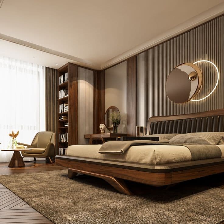 Mẫu nội thất phòng ngủ gỗ óc chó — ảnh 8